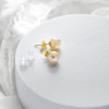 Champagne Nude Earrings (stud) with 24K gold and pure silver in Lampglas pearls