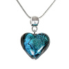 Turquoise Heart necklace with sterling silver in Lampglas pearl