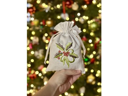 Levanduľové vrecúško s vianočným vyšívaným motívom