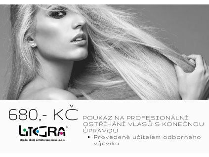 Poukaz na dámskou úpravu vlasů (dle potřeby) - mytí, střih, foukanou a finální styling (Učitel ODV)