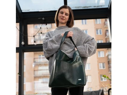 Dámská kabelka City Shopper - zelená lesklá