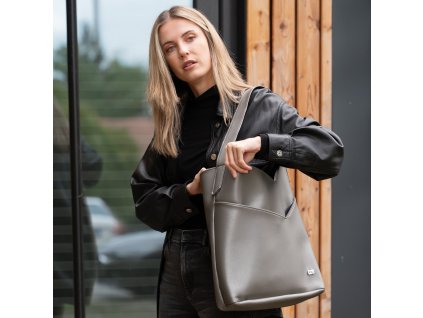 KUK 8438 anet velká nákupní kabelka stříbrný shopper cvc