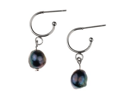 KUK 7758 piercing náušnice tmavomodré perly