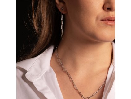 ocelove nausnice oval chain