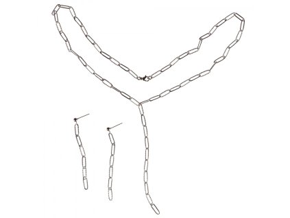 sada ocelovych nausnic a nahrdelniku oval chain