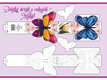 Motylci MagdaM – barevna vystrihovanka drzaku s rukojeti