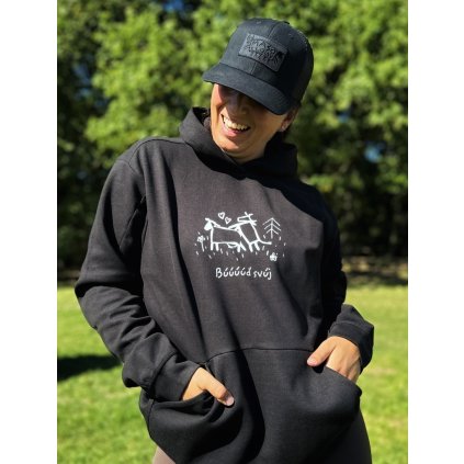 Mikina s kapucí BÚÚÚÚĎ SVÚJ Masozluky černá