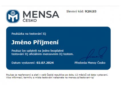 poukaz testovani Mensa Česko