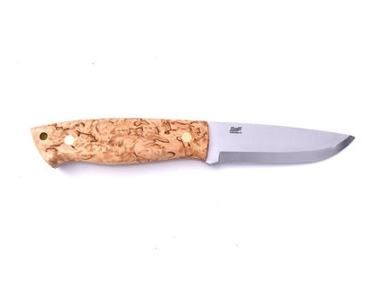 Messer Brisa Trapper 95 O1 Scandi / Stabilized Curly Birch / Sheath Bushcraft 95