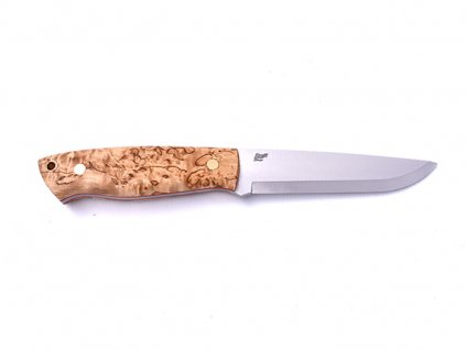 Messer Brisa Trapper 115 Elmax Scandi / Stabilized Curly Birch / Sheath Bushcraft 115