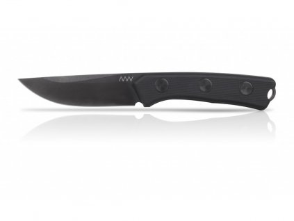 Messer ANV P200 - DLC Black, Leather Sheath, Black G10