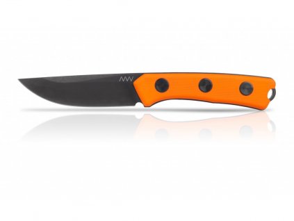 Messer ANV P200 - DLC Black, Leather Sheath, Orange G10