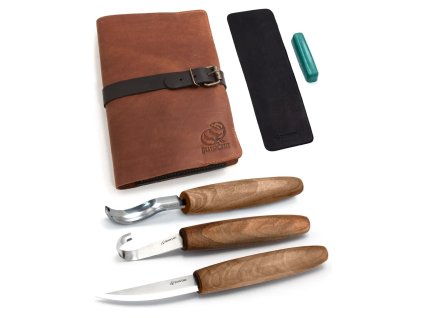 BeaverCraft Premium Löffelschnitzset S14X mit Walnussgriffen