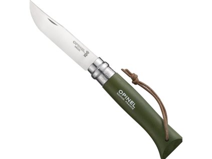 Opinel VRI N°08 Inox Adventurer khaki mit Lederarmband