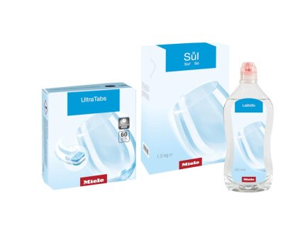 Set mycích prostředků (obsahuje 60 tablet UltraTabs, 1,5 kg soli a 500 ml leštidla)