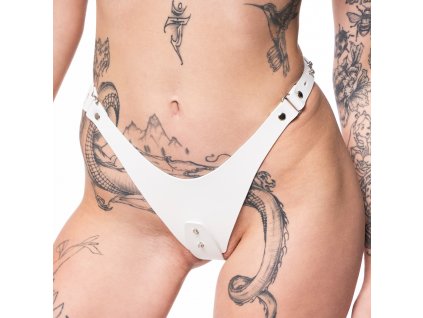 Kalhotky kožené rozepínací bílé / Leather panties with fastening white