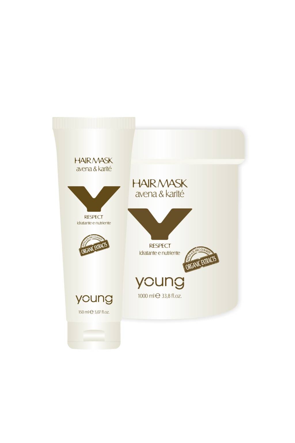 Young Organic RESPECT Maska hloubkově hydratační a vyživující suché a matné vlasy (Obsah 150 ml)