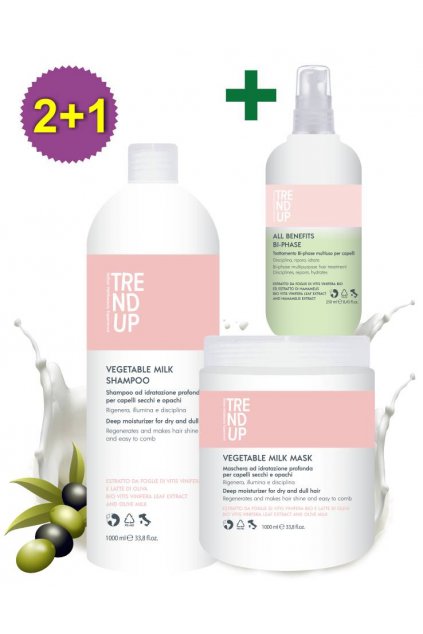 Akce 2+1 Trend up PRO REVITALIZACI VLASŮ Milk šampon 1L, maska 1L +ZDARMA Bi-Phase 250ml