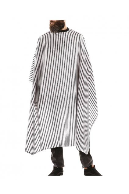 Kadeřnický plášť Barber CUSTOM na stříhání, černo bílé pruhy, vodoodpudivý polyester