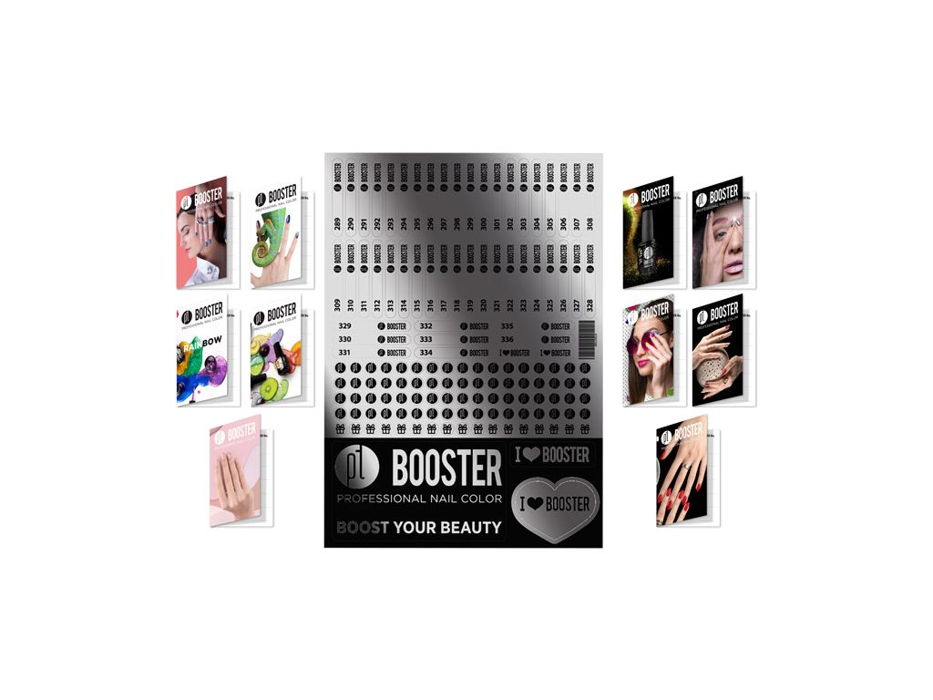 Platinum BOOSTER Color Chart Stickers 289-336 a 10 ks věrnostních kartiček