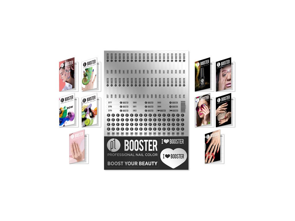 Platinum BOOSTER Color Chart Stickers - polepky na vzorníky pro barvy (433-480) + 10ks věrnostních kartiček