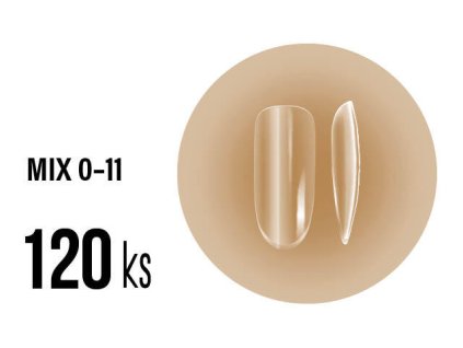Platinum SOFT GEL Tips - MEDIUM OVAL full clear - střední ovál čiré, mix 0-11, 120ks (A-09)
