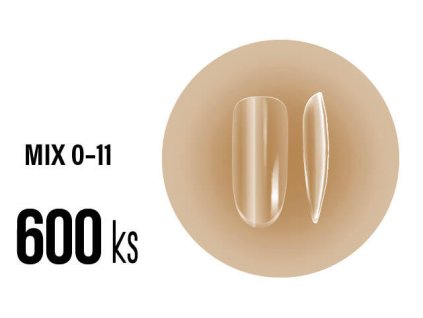 Platinum SOFT GEL Tips - MEDIUM OVAL full clear - střední ovál čiré, mix 0-11, 600ks (A-09)