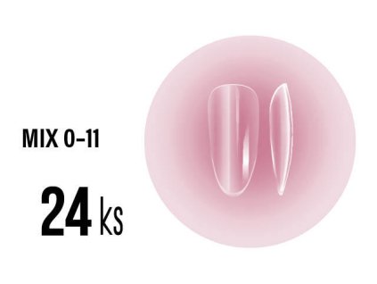 Platinum  SOFT GEL Tips - MEDIUM ALMOND full clear - střední mandle čiré, mix 0-11, 24ks (A-37)