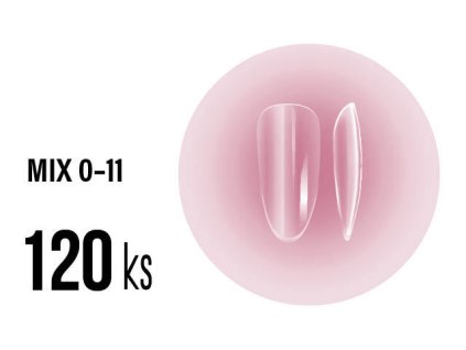 Platinum SOFT GEL Tips - MEDIUM ALMOND full clear - střední mandle čiré, mix 0-11, 120ks (A-37)