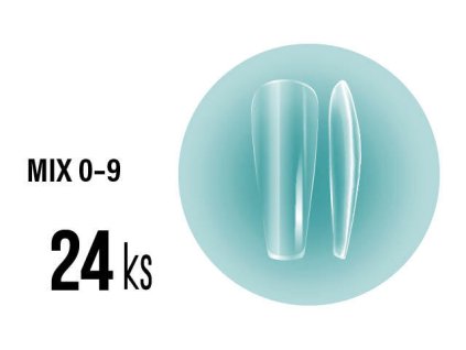 Platinum SOFT GEL Tips - MEDIUM COFFIN full clear - střední coffin čiré, mix 0-11, 24ks (A-16)