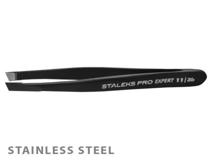 Staleks Profesionální pinzeta na obočí EXPERT - široká zkosená, černá barva TE-11/3b