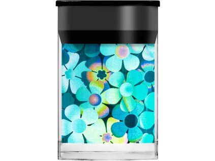 Lecenté Nail Art Foil - Turquoise Holographic Flowers