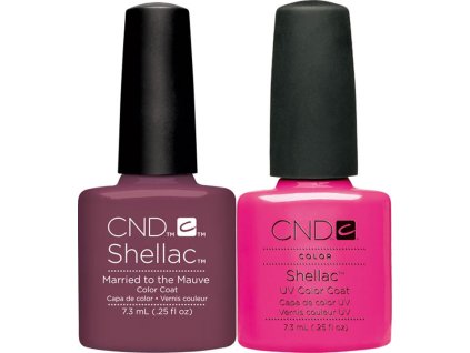 2 KS ZA CENU 1 KS: CND, SHELLAC™ MARRIED TO MAUVE (129) + HOT POP PINK (121)