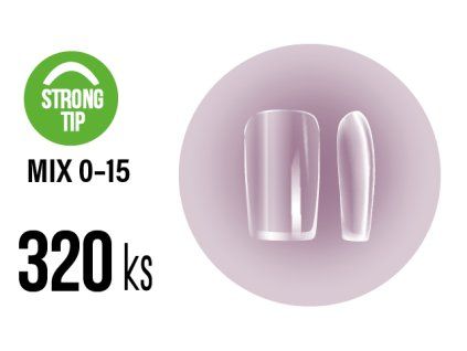 Platinum Strong SOFT GEL Tips - MEDIUM SQUARE full clear - mix 0-15, 320ks