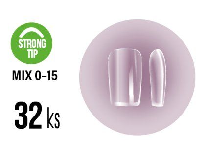 Platinum Strong SOFT GEL Tips - MEDIUM SQUARE full clear - mix 0-15, 32ks