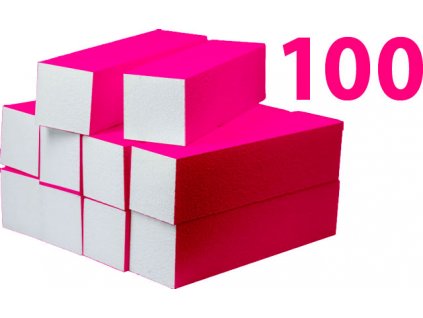 Neon Pink Buffer 120/120 - pilník blok - Růžový - sada 100 ks