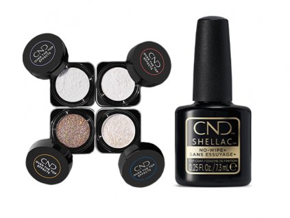 CND Sada Over the Top Effects + Shellac No-Wipe Top Coat 7,3ml