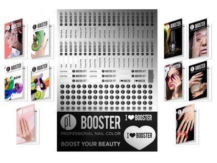 Platinum BOOSTER Soft Gel Chart Stickers - polepky na vzorníky pro soft gely + 10ks věrnostních kartiček