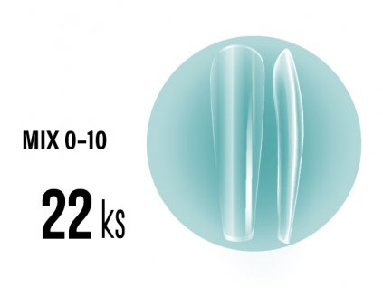 Platinum SOFT GEL Tips - LONG COFFIN full clear - dlouhé coffin čiré - 22ks