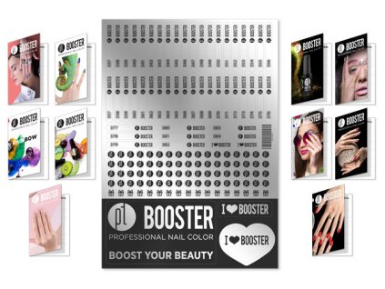 Platinum BOOSTER Color Chart Stickers - polepky na vzorníky pro barvy (433-480) + 10ks věrnostních kartiček