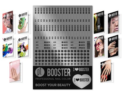 Platinum BOOSTER Color Chart Stickers - polepky na vzorníky pro barvy (577-624) + 10ks věrnostních kartiček