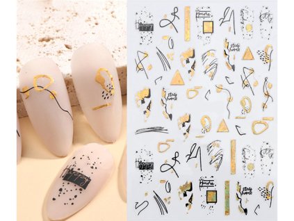 modelaznehtu.cz Nail Stickers - Golden Abstract 01