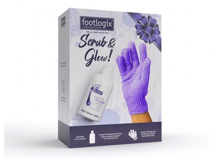 Footlogix Scrub&Glow! - Exfoliating Seaweed Scrub (15) a Footlogix Exfolianting glove dárkový set