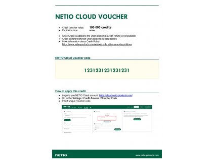 NETIO Credit Voucher example