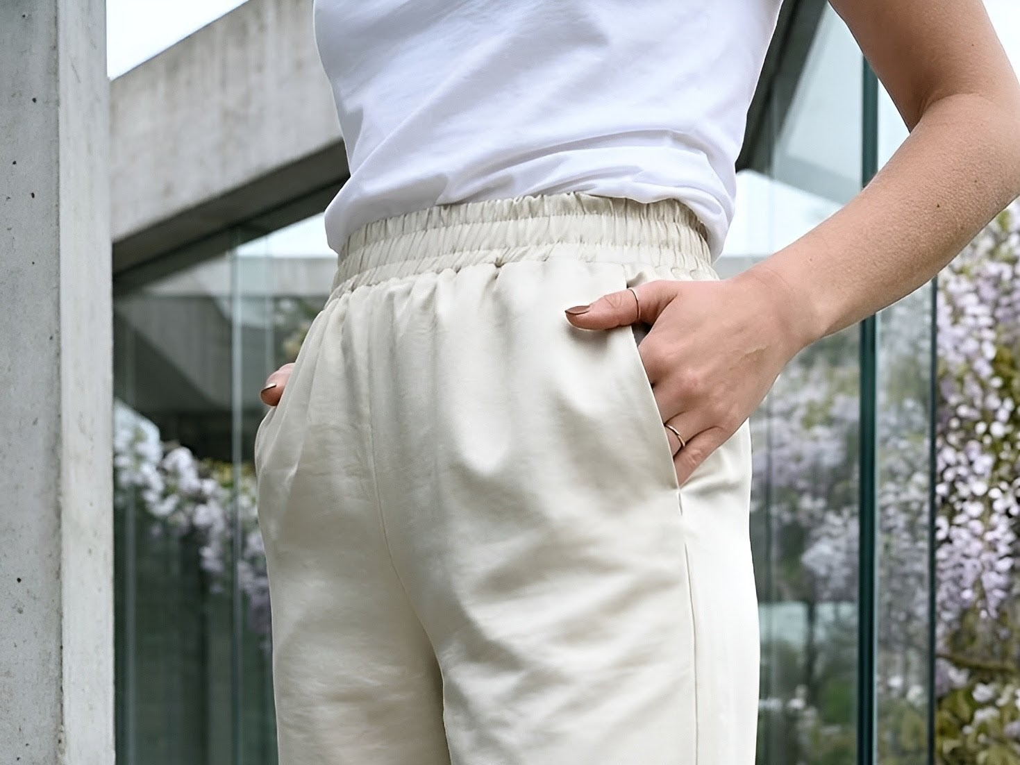 Kalhoty z tencelu a lnu