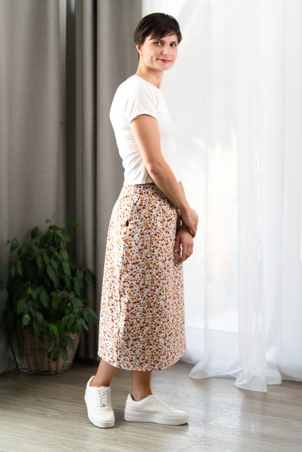 Pohodová midi sukně Berenika Flexible  flowers