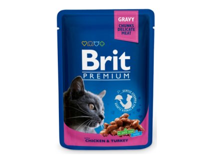 1665 brit premium cat pouches with chicken turkey 100 g