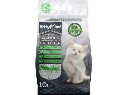 KittyMax hrudkující, bezprašný bílý bentonit ALOE VERA 10l