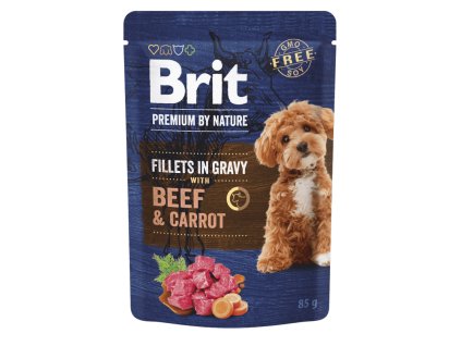 34425 1428 1428 brit premium by nature dog fillets in gravy with beef carrot 85 g