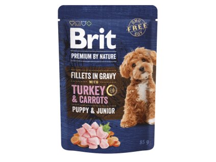 34428 1431 1431 brit premium by nature dog puppy junior fillets in gravy with turkey carrots 85 g